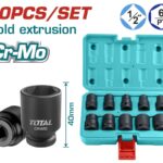 TOTAL ΣΕΤ ΚΑΡΥΔΑΚΙΑ ΑΕΡΟΣ ΕΞΑΓΩΝΑ ΜΑΥΡΑ 1/2" 10ΤΕΜ (THISTD12101)